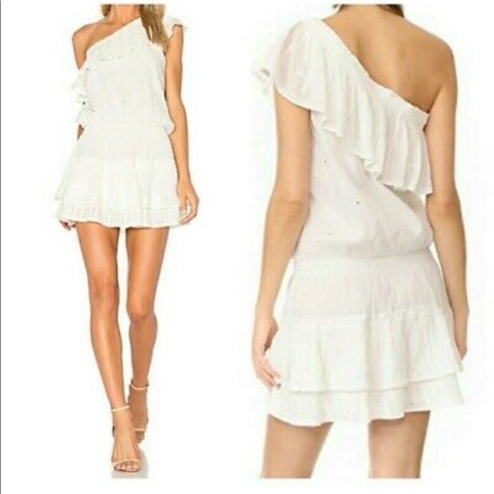 Joie Kolda Ruffle One-Shoulder Embroidered Dress Size S